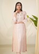 Peach Embroidered Gajji Silk Kurti Set